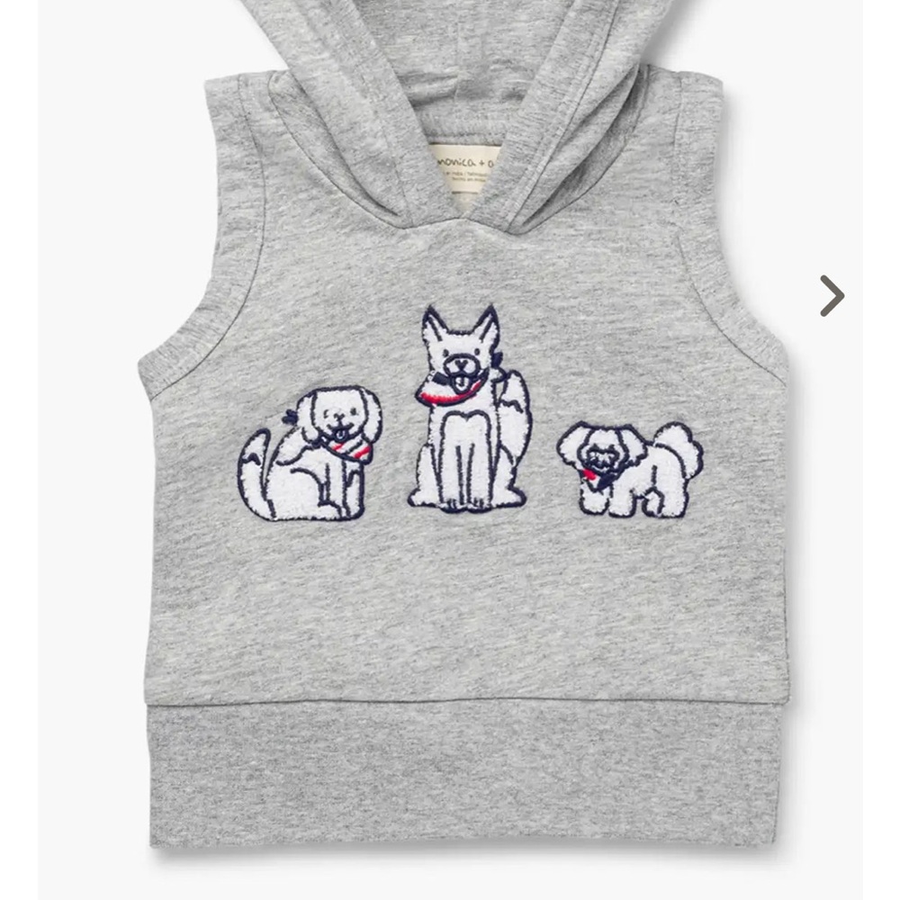 🩶✔️ monica + andy Gray Sleeveless Organic cotton Hoody with Dog 🧵 size 2T